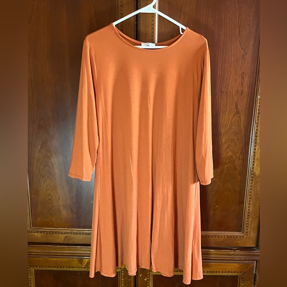 Glamour Terracotta Midi Swing Dress
